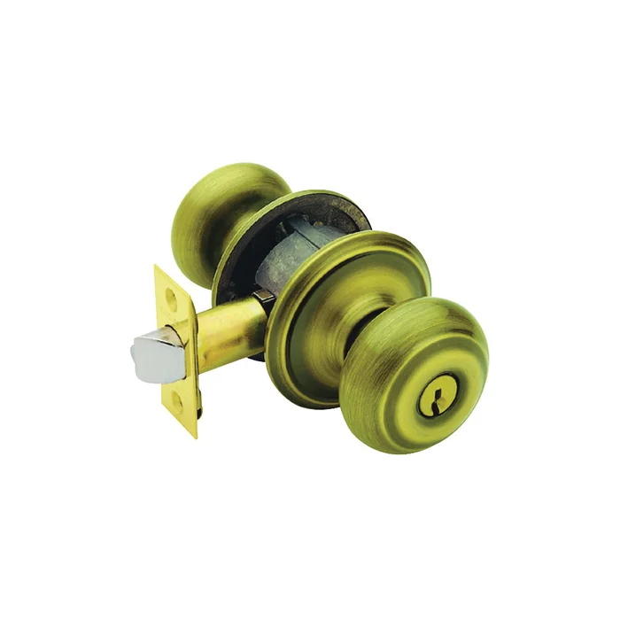 Schlage Georgian Series F51A GEO609KA4 Keyed Entry Knob, Brass/Zinc, Antique Brass