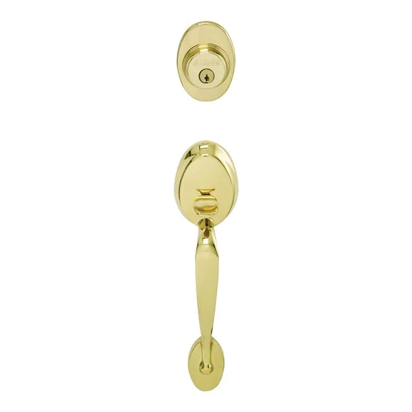 Schlage Plymouth Series F58PLY605 Combination Lockset, Mechanical Lock, Grip Only Handle, Bright Brass, 1 Grade