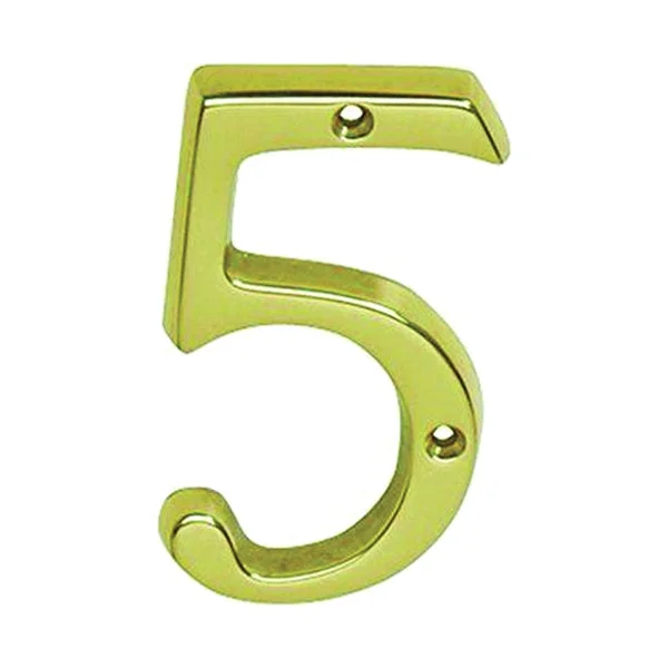 Schlage SC2-3056-605 #5 House Number, Character: 5, 4 in H Character, Brass Character, Brass