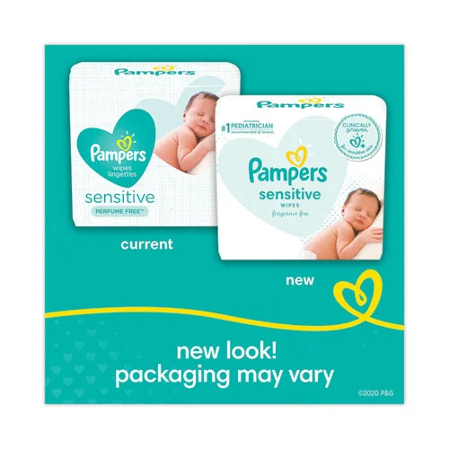 Sensitive Baby Wipes, 6.8 X 7, Unscented, White, 56/pack, 8/carton