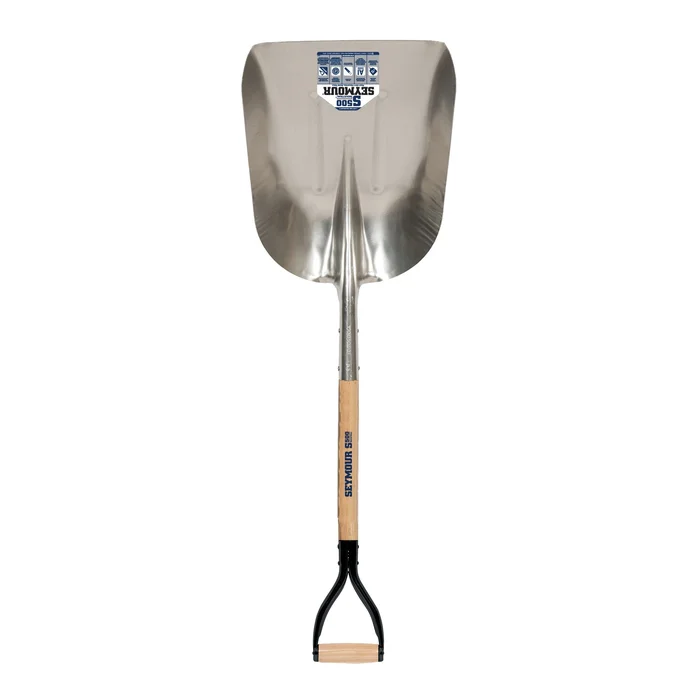 SEYMOUR 49265 Grain Scoop, 15-1/4 in W Blade, 19 in L Blade, Aluminum Blade, Hardwood Handle, D-Shaped Handle, 46 in OAL