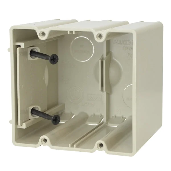 Sliderbox SB-2 Electrical Box, 2-Gang, 4-Outlet, 2-Knockout, 1/2 in Knockout, Polycarbonate, Beige/Tan, Screw, Wall
