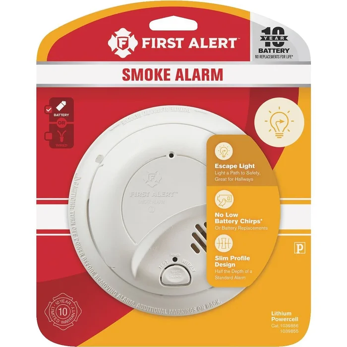 Smoke Alarm With Escape Light, Photoelectric Sensor, 10-year Battery Life