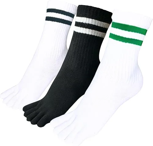 Toe Socks Crew Men and Women Athletic Running Premium Cotton Five Finger Socks Barefoot Socks Lightweight