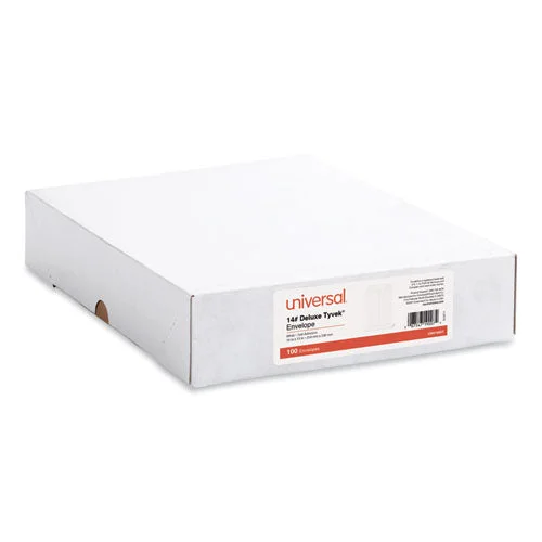 Universal Deluxe Tyvek Envelopes #13 1/2 Square Flap Self-adhesive Closure 10×13 White 100/box