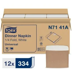 Universal Dinner Napkins, 1-ply, 17″ X 17″, 1/4 Fold, White, 4008/carton