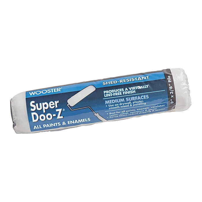 WOOSTER R205-9 Paint Roller Cover, 3/8 in Thick Nap, 9 in L, Fabric Cover, White