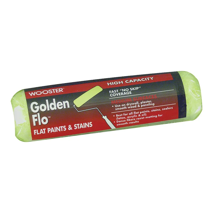 WOOSTER RR664-9 Paint Roller Cover, 1-1/4 in Thick Nap, 9 in L, Fabric Cover, Yellow