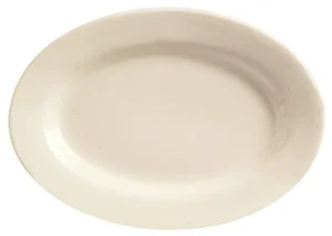 World Tableware Princess White Rolled Edge Cream White Medium Rim Oval Platter 9 3/8″ X 6.5″-24 Each-1/Case
